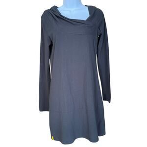 Lole Organic Cotton Black Stretch Knit Knee Length Travel M Dress Neutral Casual
